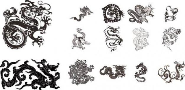 classical totem pattern material including dragon Phoenix etc ...