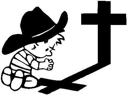 COWBOY CALVIN PRAYING WITH CROSS VINYL DECAL STICKER for sale