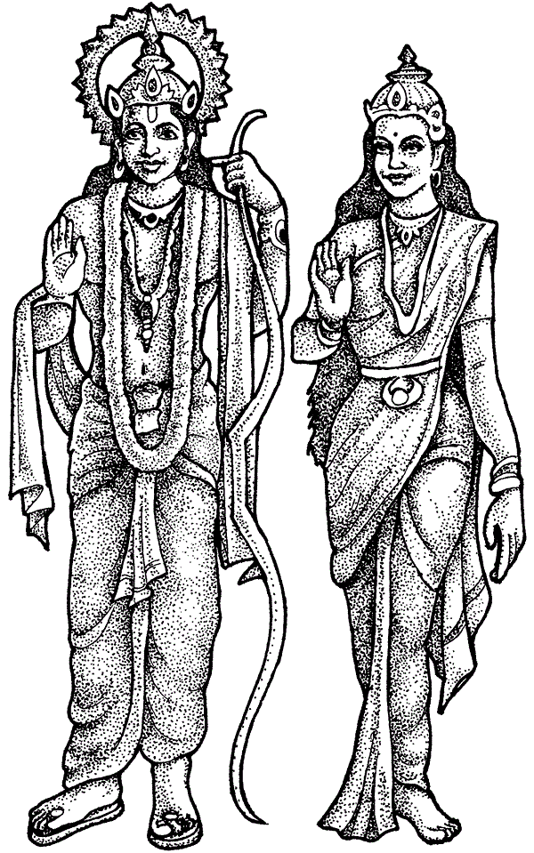 God Coloring Pages of Ram And Sita on Diwali | Coloring
