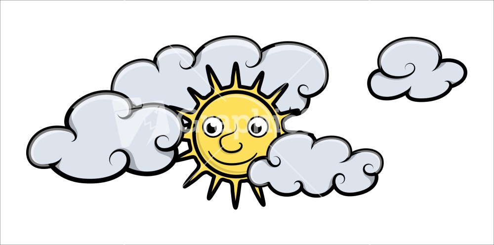 Cartoon Sun And Clouds Stock Image