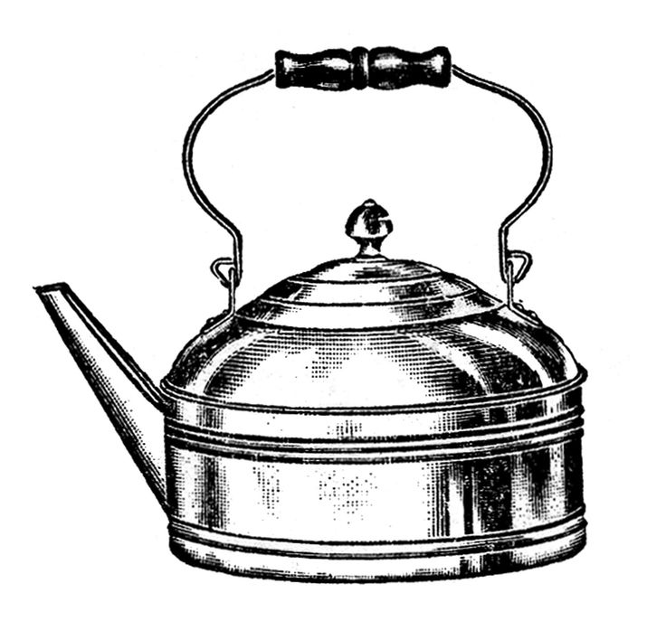 Vintage Kitchen Clip Art - Tea Kettle and Coffee Pots