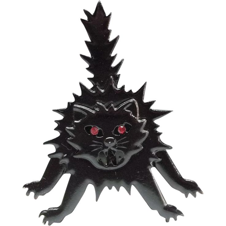 JJ Scary Black Cat Halloween pin brooch Jonette