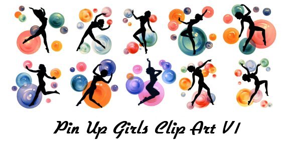 Retro Clip Art Pin-ups 1940 1950s Pinup Dancers Stock Illustration