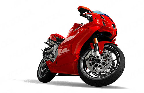 Red realistic motorcycle clip art - Vector