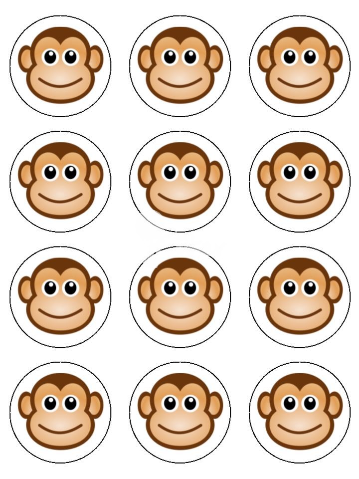 The Caker Cartoon Monkey Face Cake & Cupcake Toppers The Caker