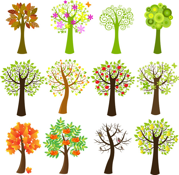 Lovely trees vector Free Vector / 4Vector