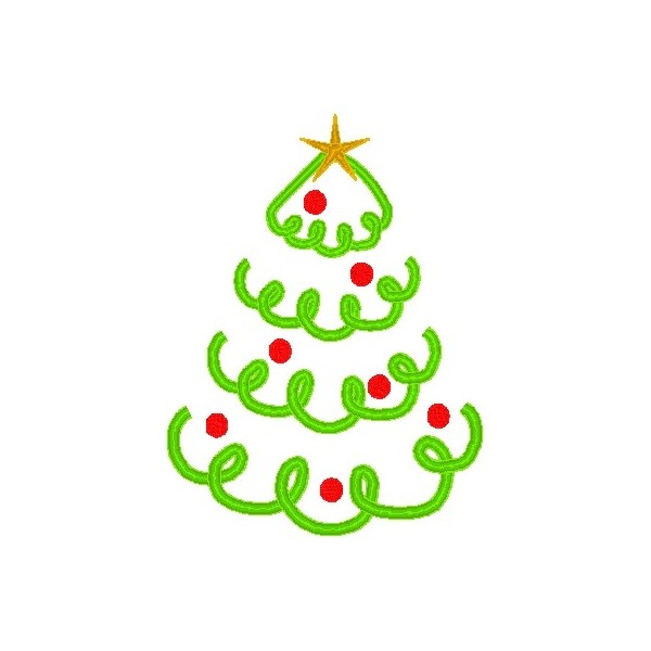 Applique Outline Swirl Christmas Tree - NobbieNeezKids