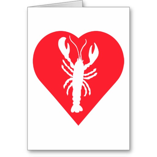 Heart Lobster, Red Romantic Love, #182 Greeting Card | Zazzle