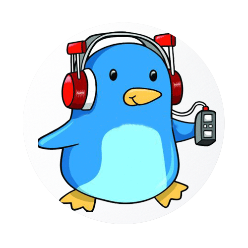 Cute cartoon penguin Listening Music Round Coaster Custom Round ...