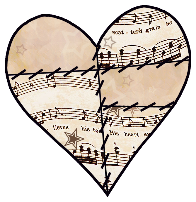 ArtbyJean - Vintage Sheet Music: Decoupage love heart prints ...