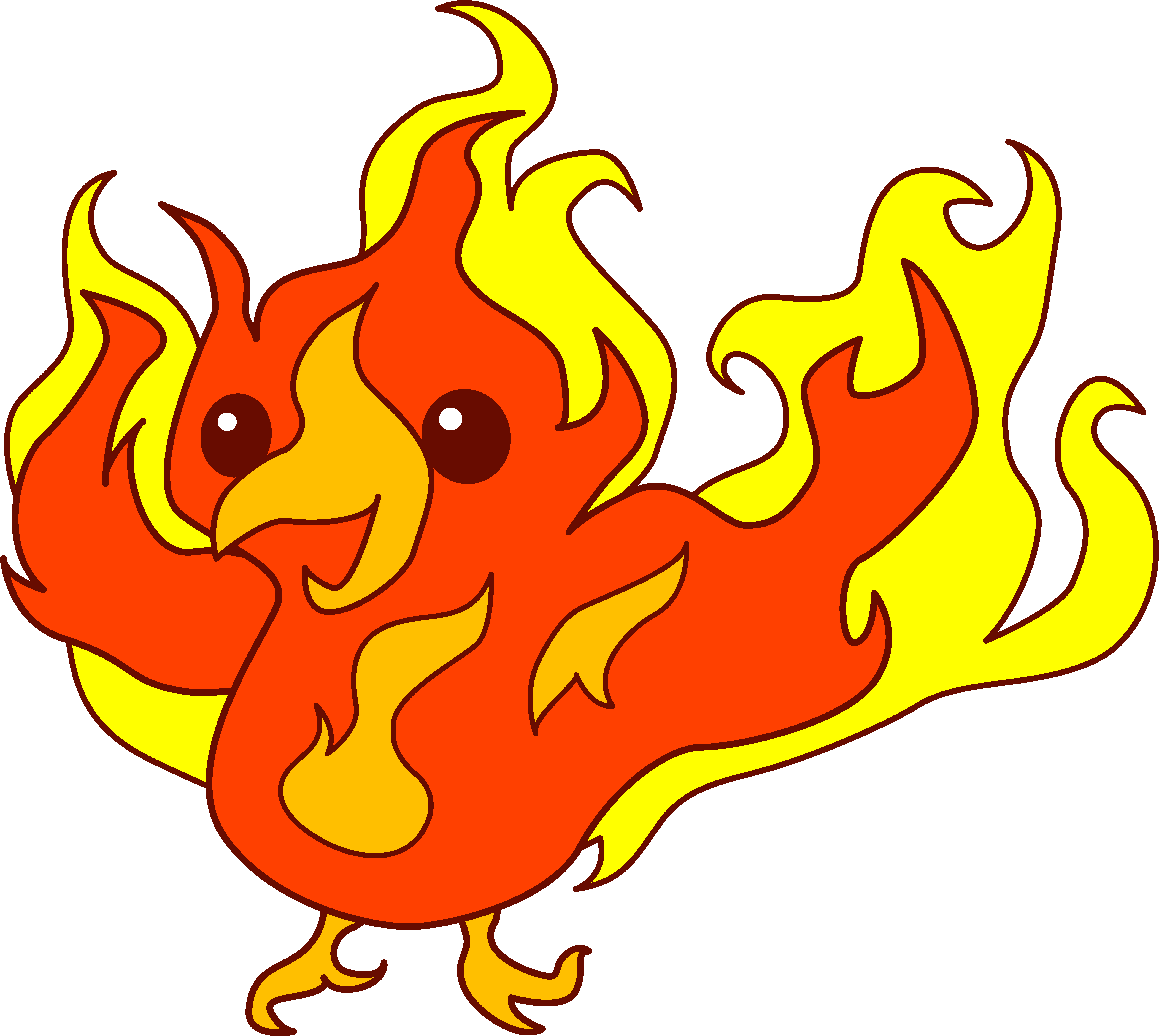 Cute Fiery Phoenix Bird - Free Clip Art