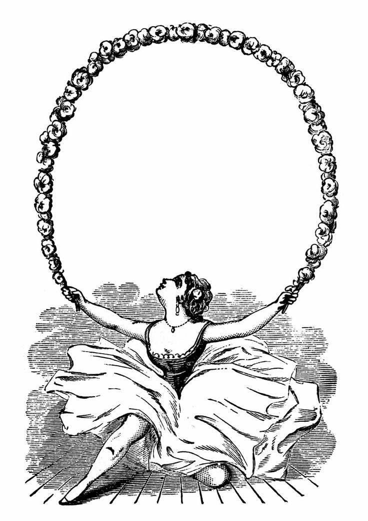 Vintage Clip Art - Ballerina with Garland - Graphic Frame