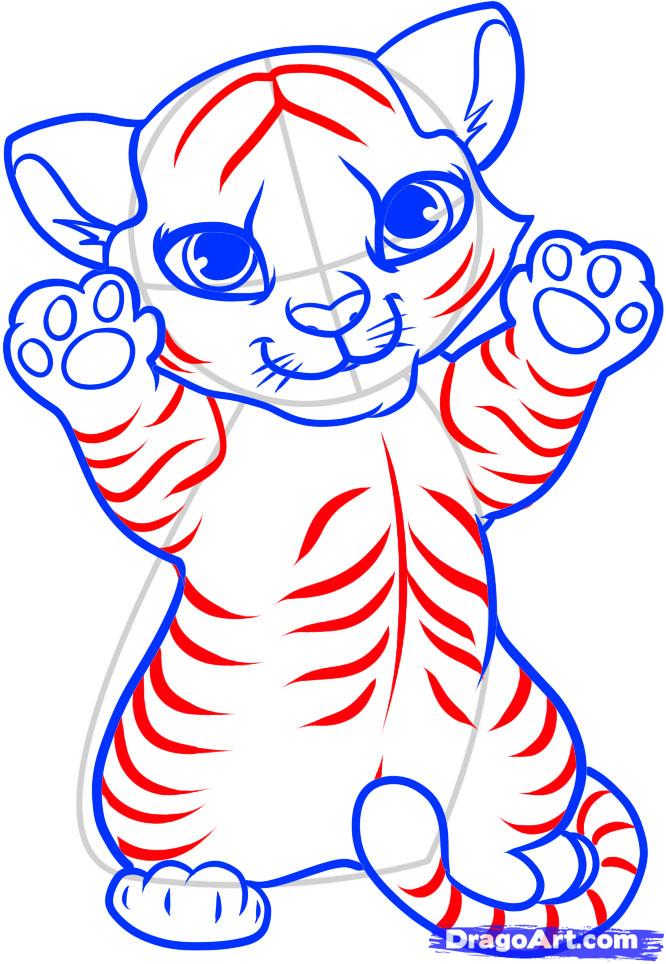 Draw a Tiger Cub, Tiger Cub, Step by Step, Drawing Sheets, Added ...