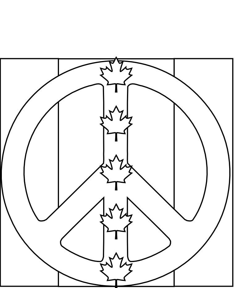 Canada Flag Peace Symbol 2 Black White Line Art Tattoo Tatoo ...