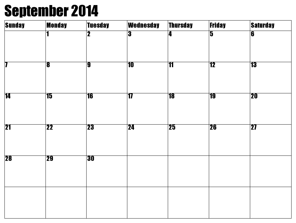 Printable September 2014 Calendars