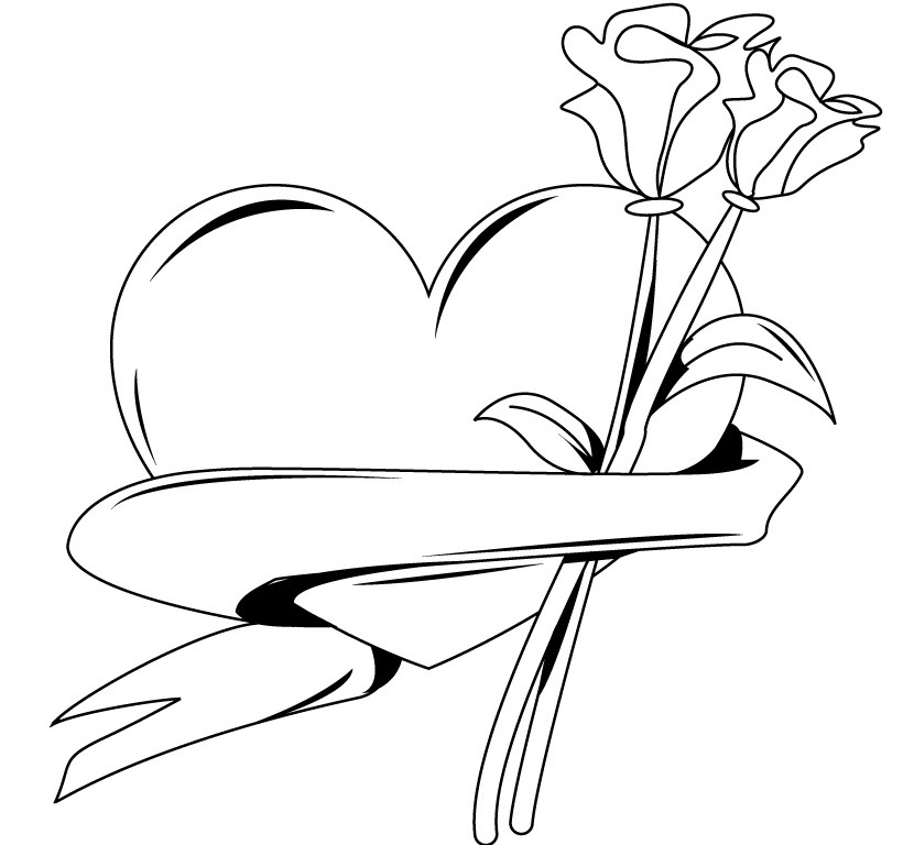 heart with banner Colouring Pages