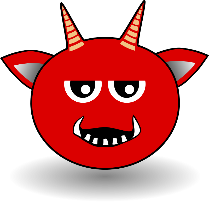 Little Red Devil Head Cartoon Free Vector / 4Vector
