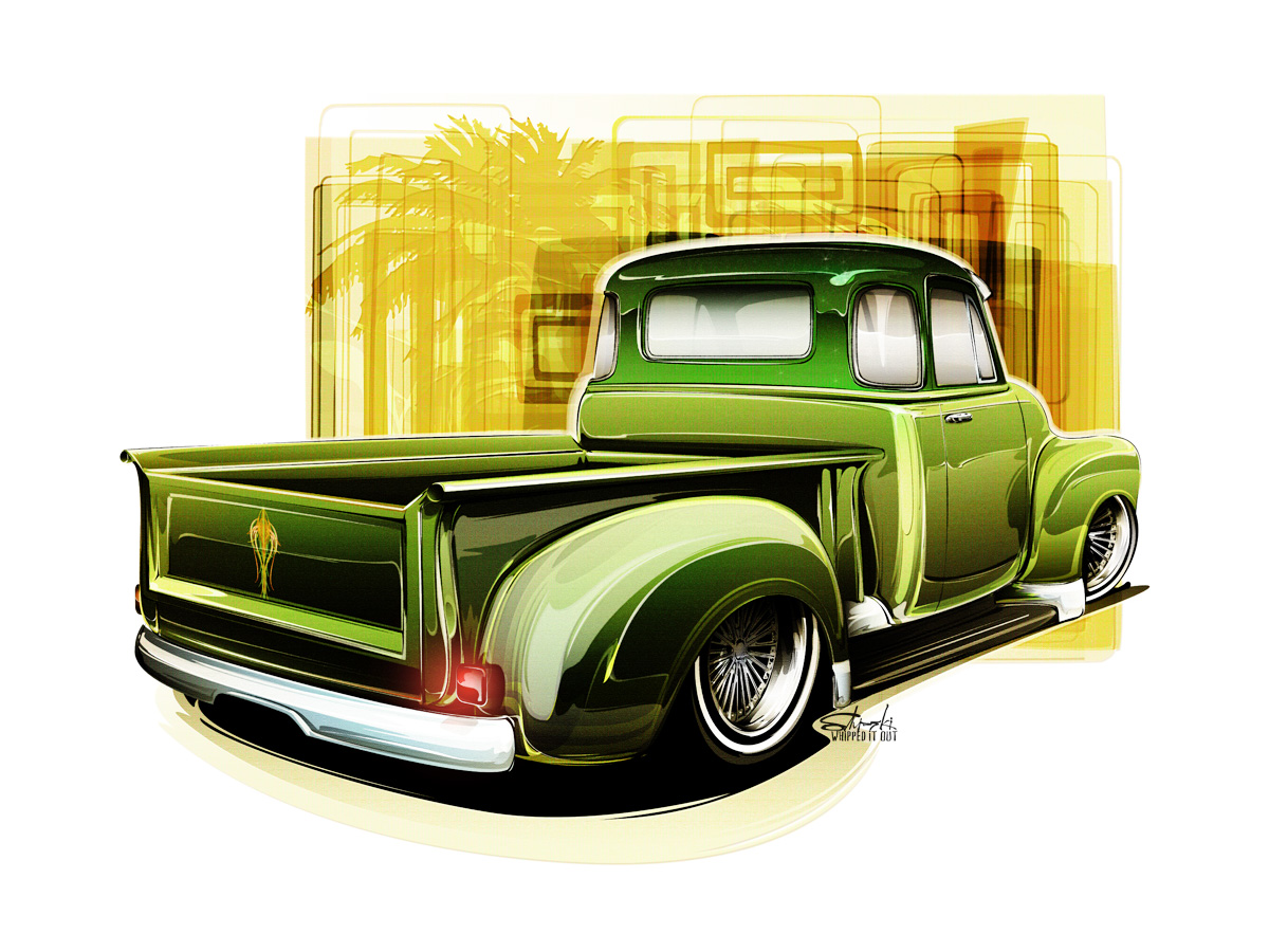 style | drawing hot rods