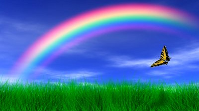 Cartoon rainbow with butterfly | Laine Mammen: A Beautiful Life
