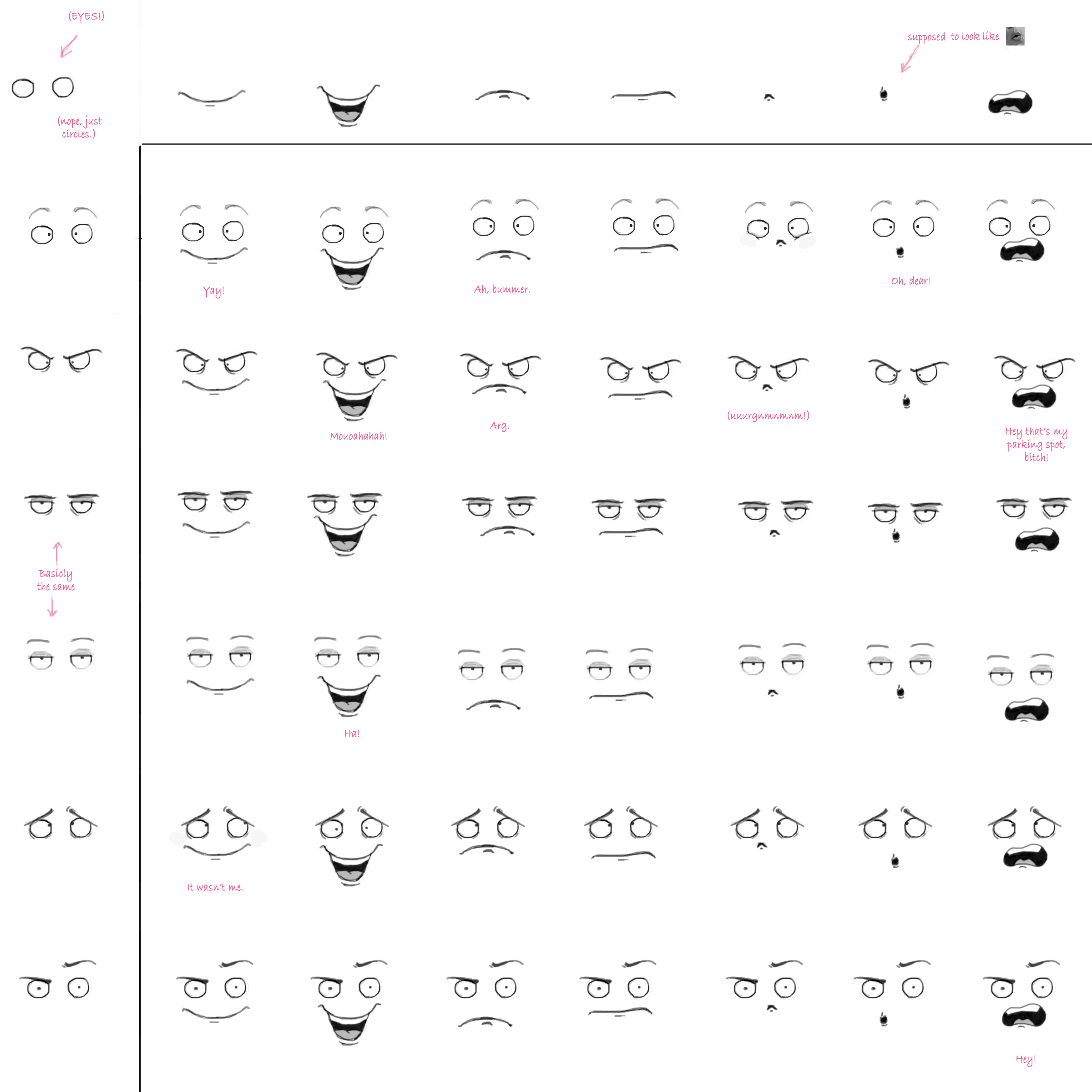 Comic Art Reference – Facial Expressions Sheet -