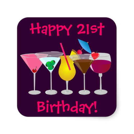Happy 21st Birthday Party Drinks Stickers | Zazzle