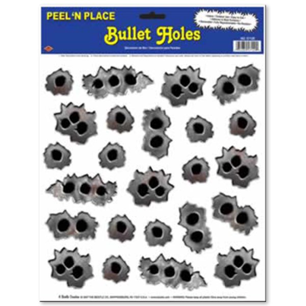 Bullet Holes Peel N Place Stickers (24) at Birthday Direct