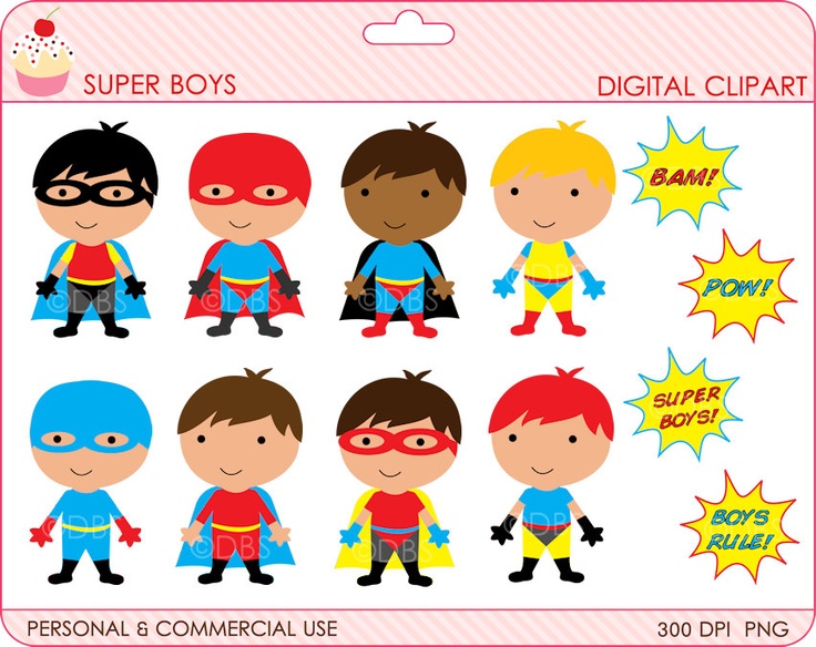 superhero clipart digital clip art super hero boys - Super Boys ...