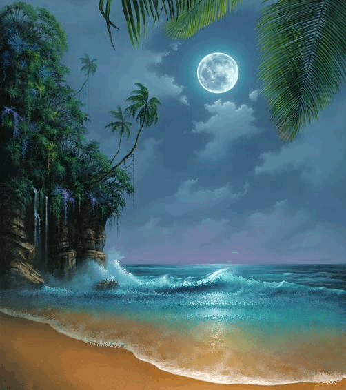 Moonlit Beach Animated GIF #9758 - Animate It!