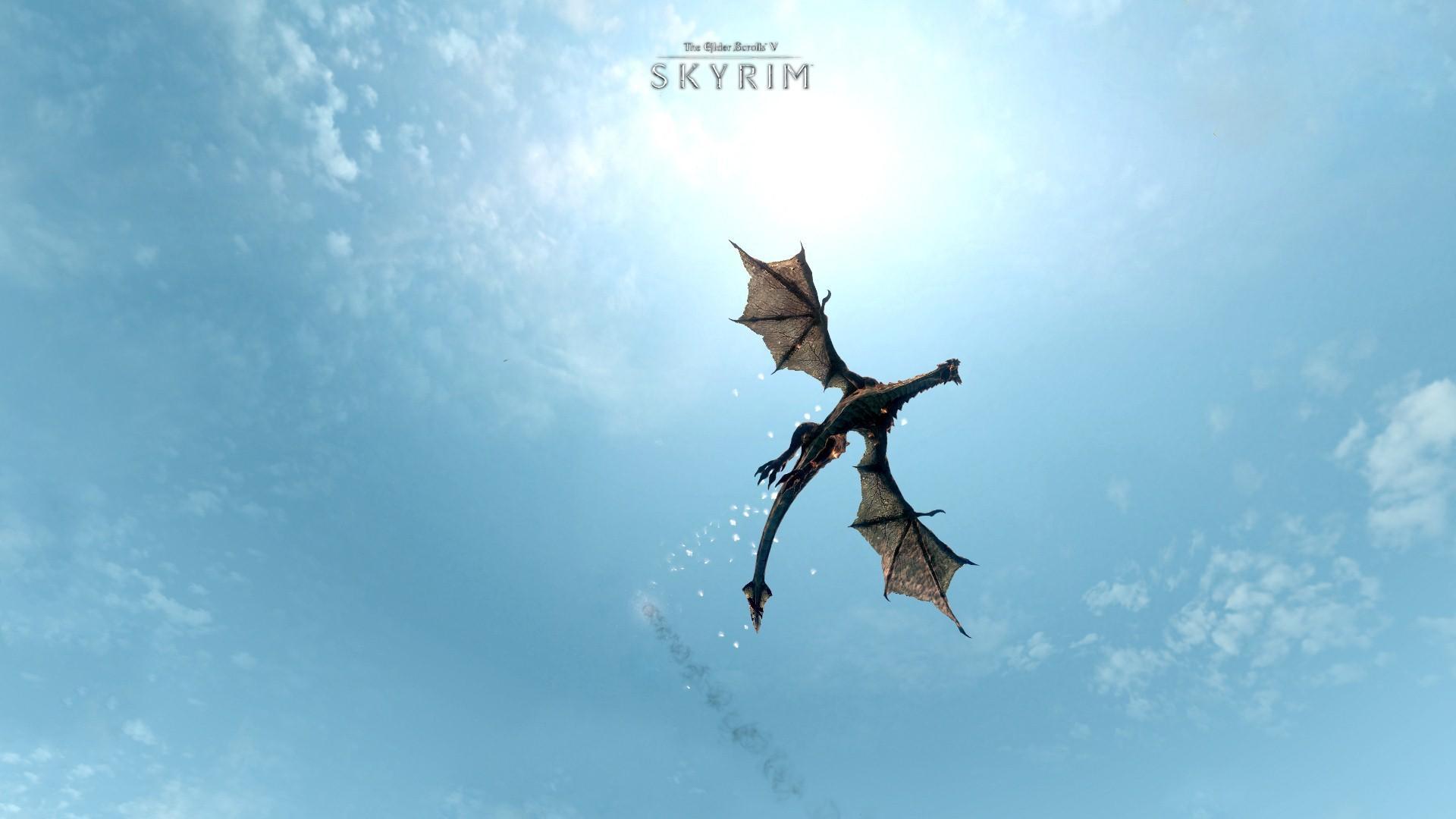 Wallpaper The Elder Scrolls V: Skyrim flying dragon » The Elder ...