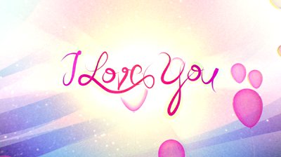 Animated (3D) Handwritten Quote "I Love You" On Pink, Blue And Sun ...