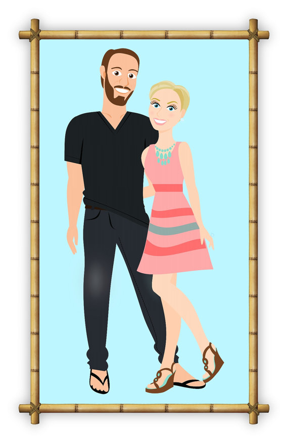 Couple Drawing Cartoon Couple Custom Drawing by ShySocialites