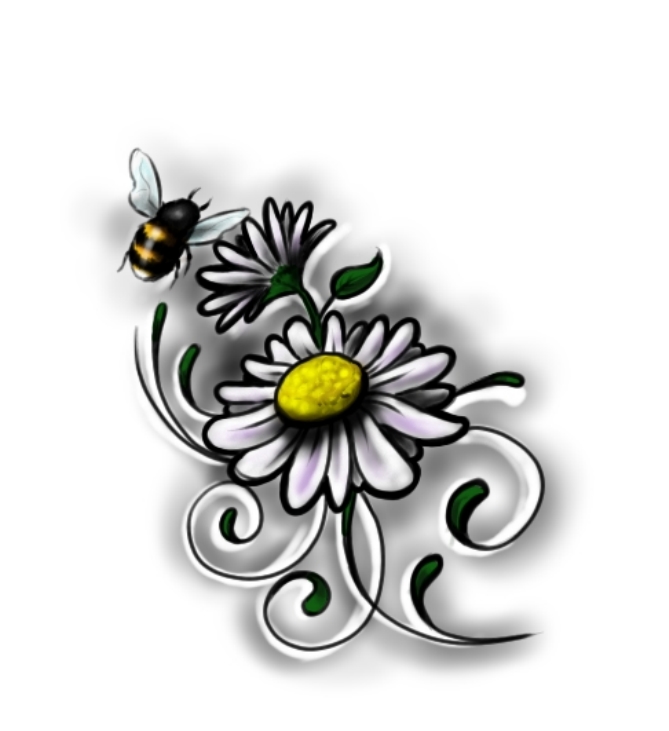 Outstanding Flowers & Bee Tattoo Design | Tattoobite.com