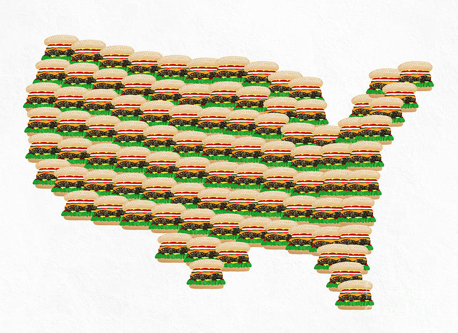 Burger Town Usa Map White by Andee Photography - Burger Town Usa ...