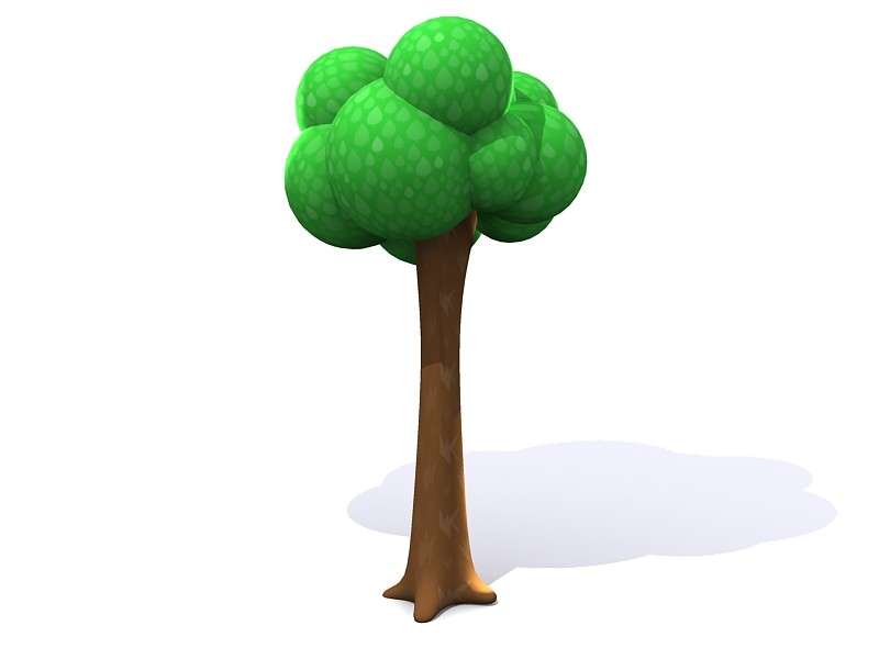 3d model simple cartoon pine tree