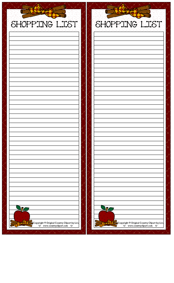 Recipe Cards, Shopping Lists, Gift Tags and To Do Lists to Print ...