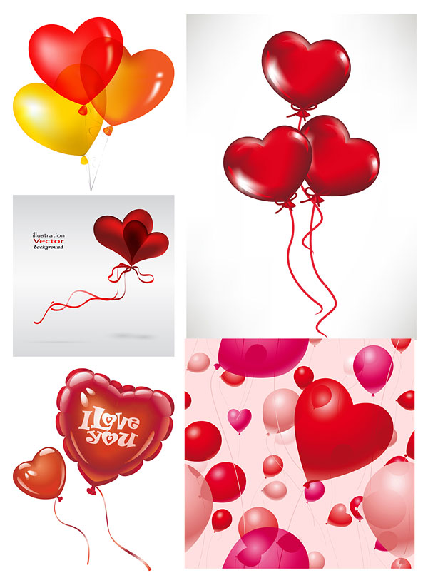 Romantic Heart-shaped Balloons Vector I Love You Word Art Heart ...