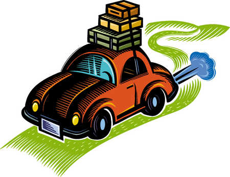 Stock Illustration - car packed up for a road trip