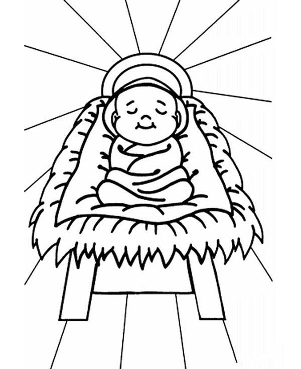 Baby Jesus Sleep in a Manger Coloring Page | Kids Play Color