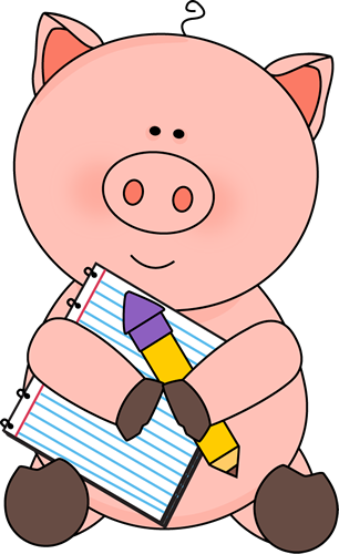 Pig with Notepad and Pencil Clip Art - Pig with Notepad and Pencil ...