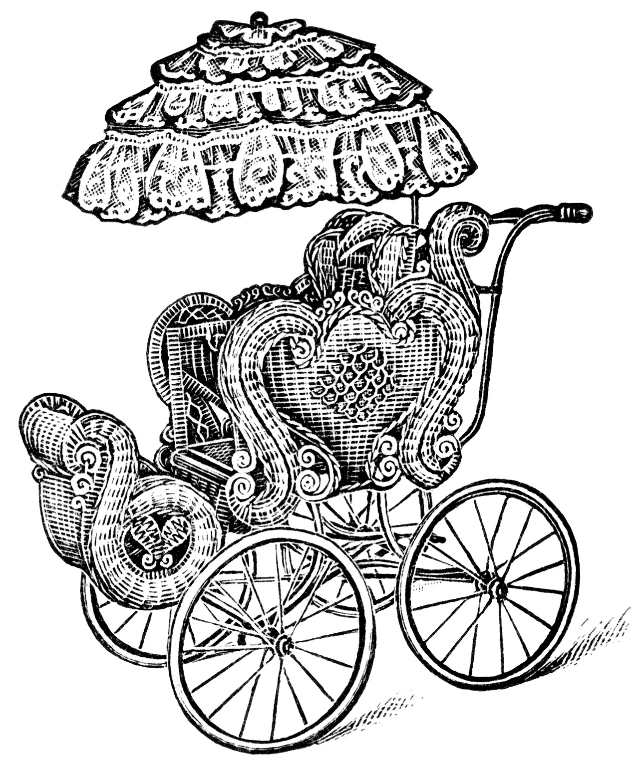 Vintage Parasol Covered Baby Carriage Advertisement and Clip Art ...