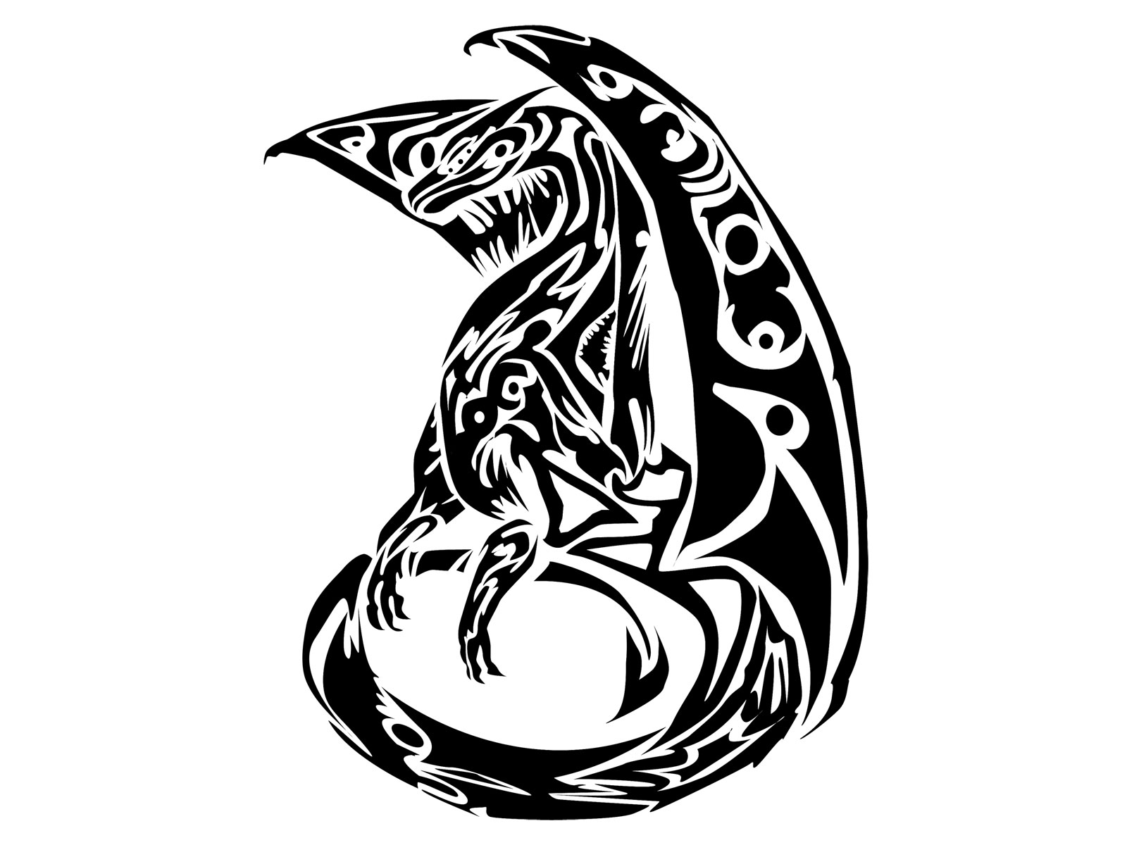 Free designs - Looks so real tribal dragon tattoo wallpaper