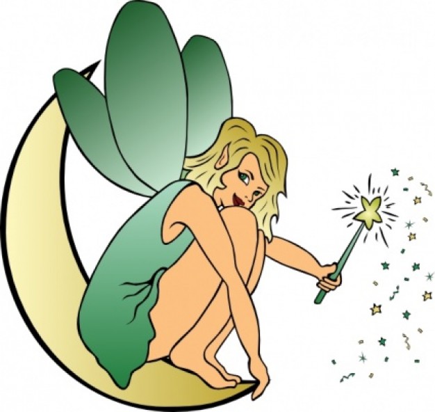 Fairy Sitting On Moon clip art Vector | Free Download