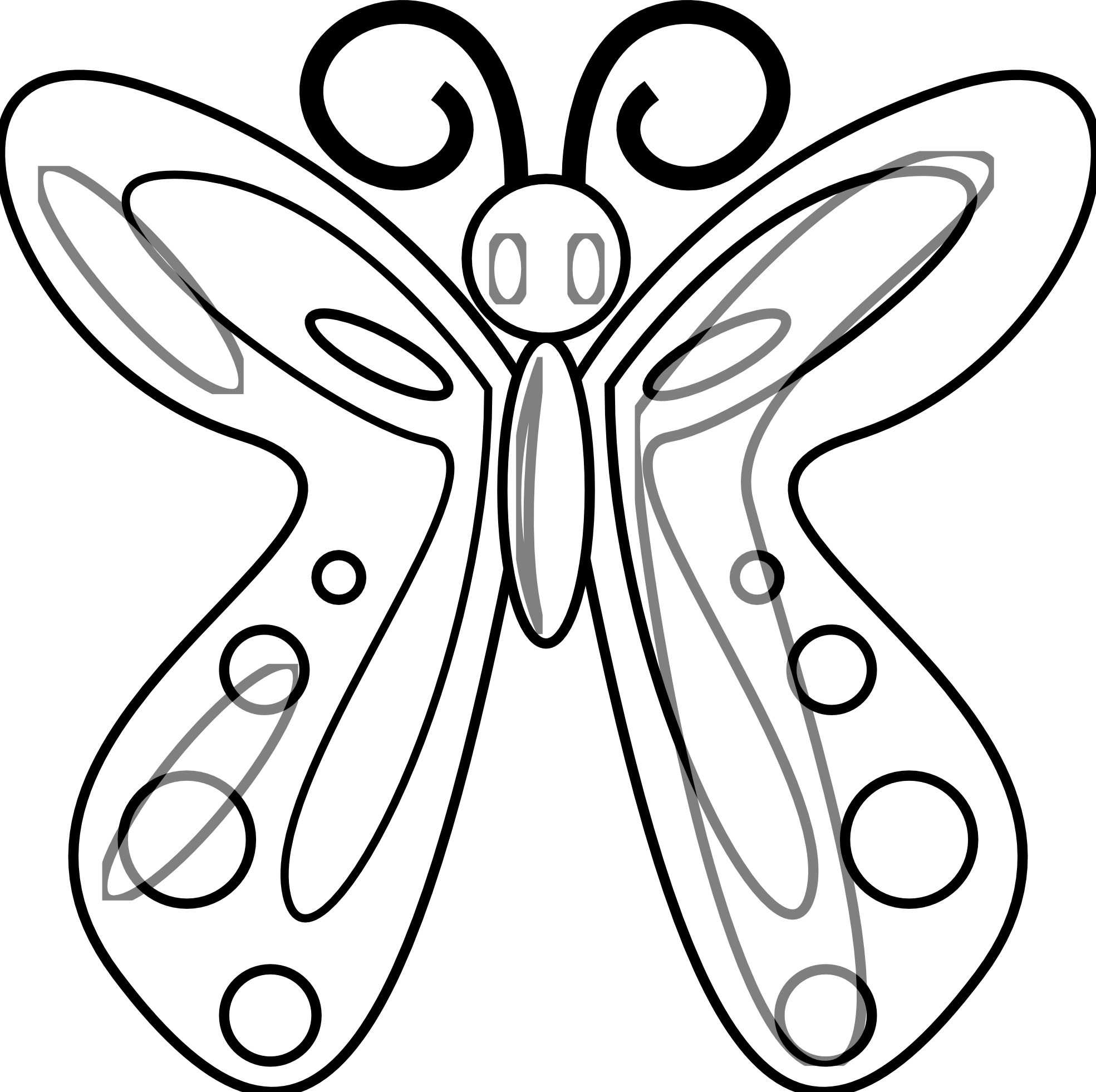 Butterfly 14 Black White Line Art Drawing Scalable Vector Graphics ...