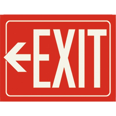 Photoluminescent Arrow Left Exit Sign