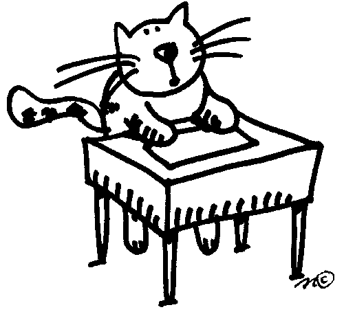 cat at desk - Clip Art Gallery