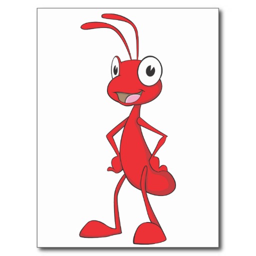 Red Ant Standing Arms on Waist Cartoon Shirt Post Card | Zazzle