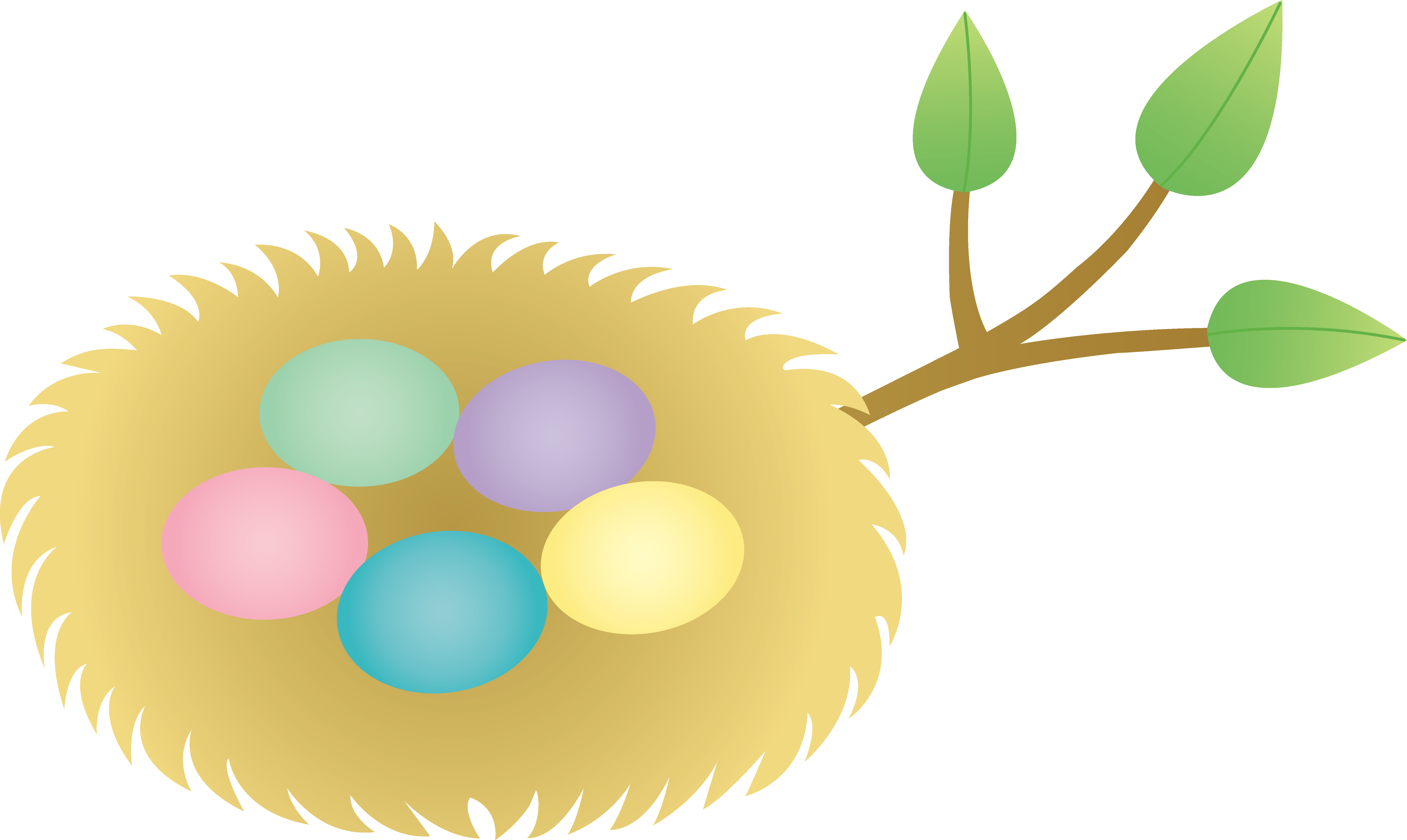 Easter Nest With Colorful Eggs - Free Clip Art