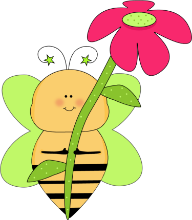 Green Star Bee with a Pink Flower Clip Art - Green Star Bee with a ...