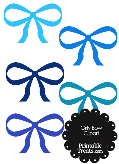 Girly Bow Clipart in Shades of Blue