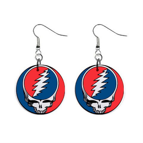 Grateful Dead - Steal Your Face - SYF : Dangle Button Earrings